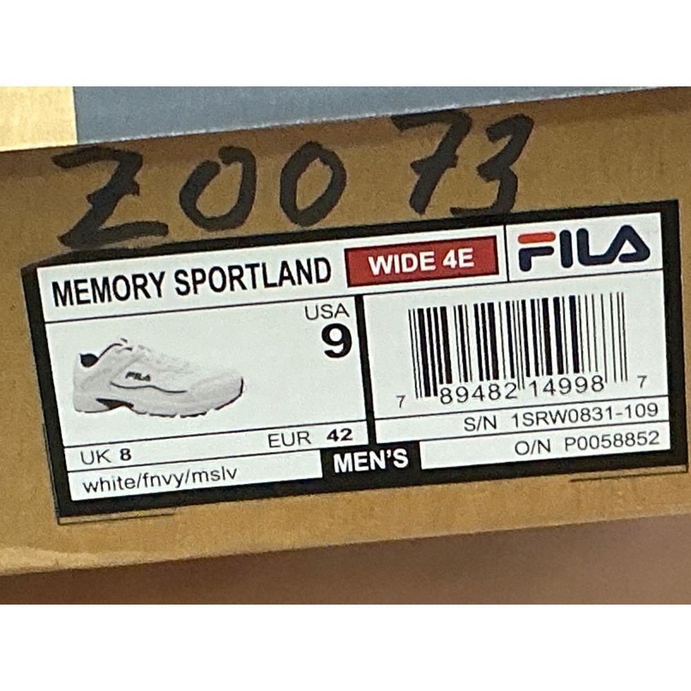 Fila Memory Sportland Sneakers Mens Size 9 White New Wide 4E Training Shoes - Picture 2 of 10